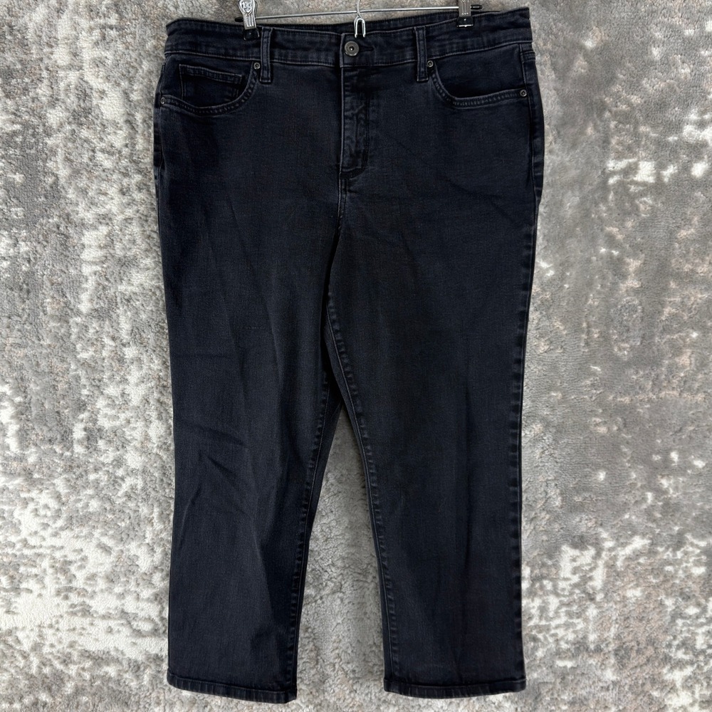 St. John's Bay Petites Size 18p Straight Leg Stretch Denim Jeans Black Womens